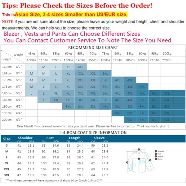 ( Jacket + Vest + Pants ) Left ROM Solid Color Suit 3-piece Suit Korean Style Men's Slim Dress Groom Wedding Dress Prom Tuxedo - Image 2