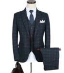 3-piece Set ( Jacket + Vest + Pants ) High-end Brand Boutique Men's Plaid Formal Suit Groom Wedding Dress Banquet Suit Mens Set