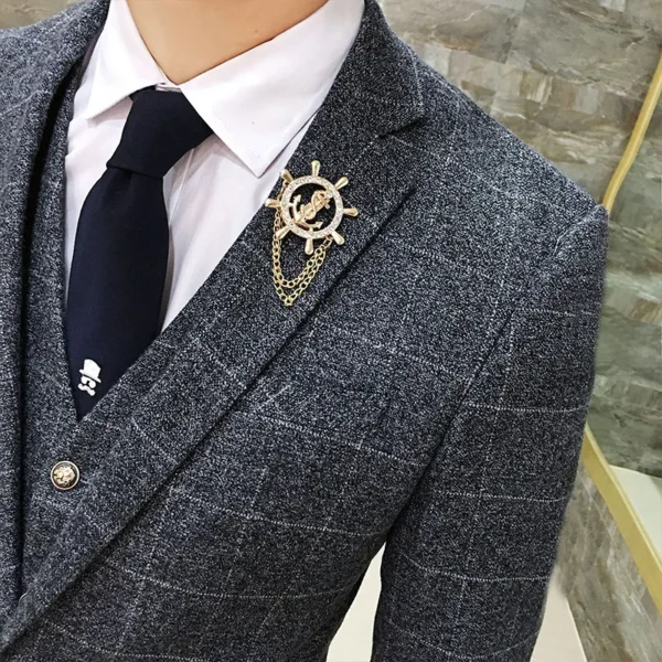 ( Jacket + Vest + Pants ) Men's England Plaid Casual Suit Mens Classic Single Button Official Suit Groom Wedding Dress Suit - Image 5