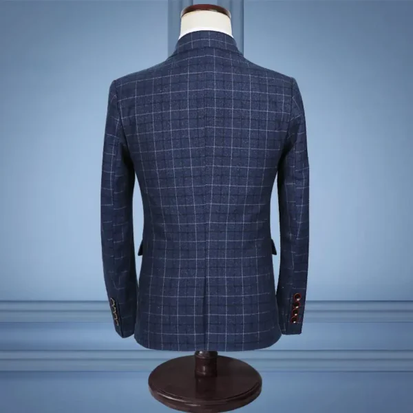 3-piece Set ( Jacket + Vest + Pants ) High-end Brand Boutique Men's Plaid Formal Suit Groom Wedding Dress Banquet Suit Mens Set - Image 3