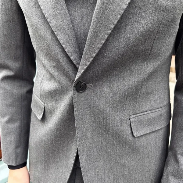 ( Blazer + Vest + Pants ) High-end Brand Boutique Fashion Solid Color Slim Suit 3piece Set Groom Wedding Dress Party Suit - Image 6