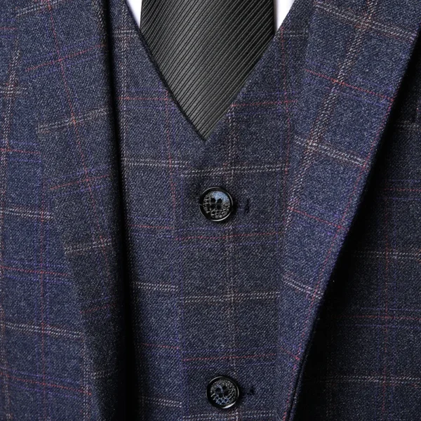 ( Blazer + Vest + Pants ) High-end Brand Fashion Plaid Men's Formal Business Suit 3Pcs Groom Wedding Dress Tuxedo Casual Suit - Image 6