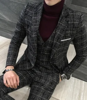 ( Jacket + Vest + Pants ) Premium Brand Fine Men's Slim Formal Business Suit Groom's Best Man Wedding Party Dress Suits 3 piezas