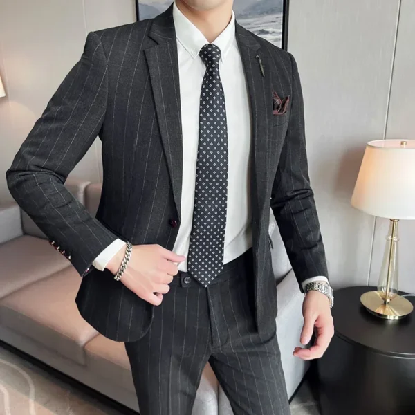 S-7XL Blazer Vest Pants High-end Brand Plaid Retro Business Suit Groom Wedding Party Slim Suit Fashion British Style Performance - Image 5