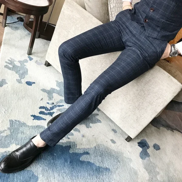 ( Jacket + Vest + Pants ) Mens Suit 3 Piece Fashion Boutique Plaid Wedding Business Casual Men Blazer Wedding Party Dress Suits - Image 6