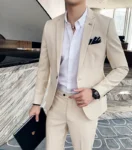 S-7XL Jacket + Pants / Luxurious High -end Brand Solid Color Men's Casual Business Slim Suit Two -piece Suit Groom Wedding Suit