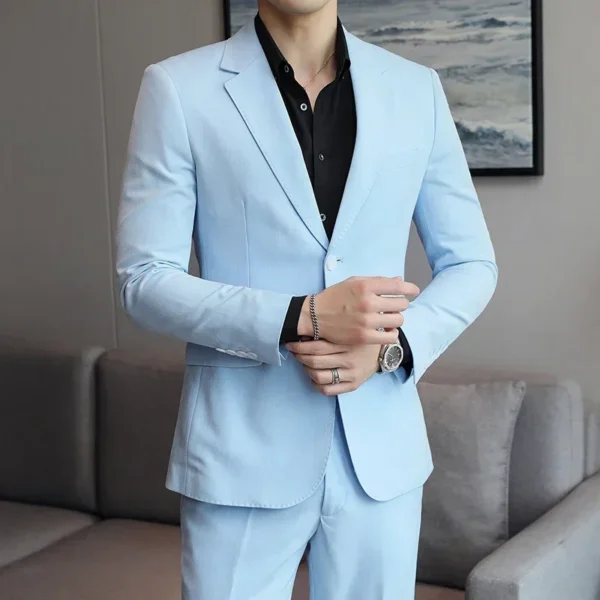 Luxury High-end Brand Solid Color Plaid Stripe Men's Casual Business Blazer Groom Wedding Dress Party Show Host Suit Jacket Coat - Image 3