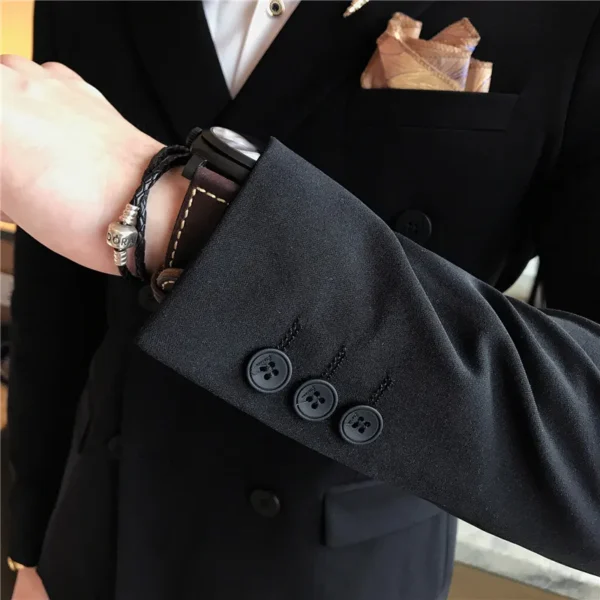 ( Jackets + Pants ) Solid Color Double Breasted Mens Suit Groom Wedding Dress Dinner Party Prom Suits Formal Business Tuxedo - Image 6