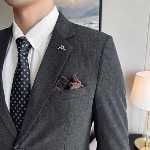 (Jacket + Pants) High End Brand Boutique Solid Color Mens Casual business office Suit Groom Wedding Dress Party Blazer Trousers - Image 4