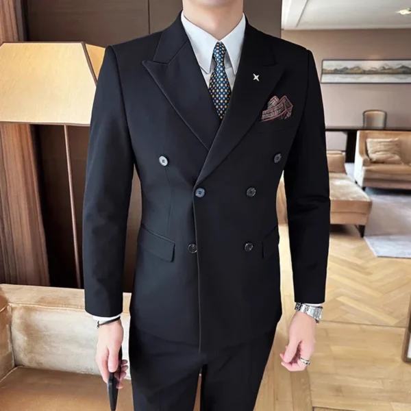 M-7XL Jackets + Pants / High-quality Goods Groom's Best Fashion Pure Color Mans Suit Blazer Trousers Male Formal Business Suit - Image 5