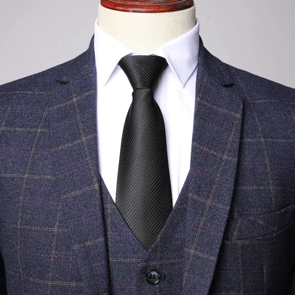 ( Blazer + Vest + Pants ) High-end Brand Fashion Plaid Men's Formal Business Suit 3Pcs Groom Wedding Dress Tuxedo Casual Suit - Image 5