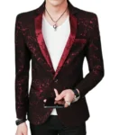 Boutique Luxury Shiny Men's Casual Spotted Blazer Gentleman Ball Banquet Party Tuxedo Groom Wedding Dress Stage Host Suit Jacket