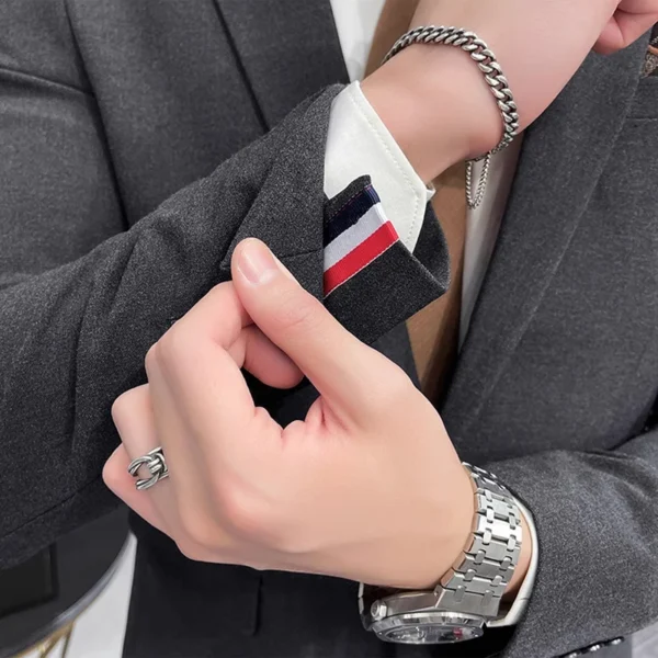 Luxury Men Blazer ( No Pants ) Pring Autumn Fashion Men's Solid Color Casual Business Suit Jacket Groom Wedding Dress Party Coat - Image 6