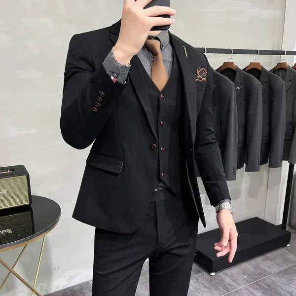 S-7XL Blazer Vest Pants High-end Brand Plaid Retro Business Suit Groom Wedding Party Slim Suit Fashion British Style Performance - Image 3