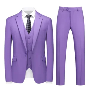 M-6XL Double Vent Mens Suit ( Blazer+Vest+Pants) Solid Color Formal Office Business Suit Three-piece Groom's Wedding Dress Party