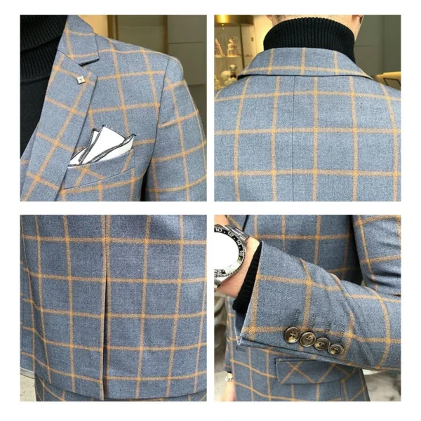 Blazer and Vest and Pants / Boutique Fashion Plaid Men's Casual Business Suit 3pcs Set Groom Wedding Dress Performance Costume - Image 5