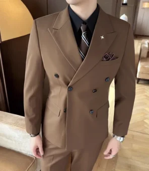 M-7XL Jackets + Pants / High-quality Goods Groom's Best Fashion Pure Color Mans Suit Blazer Trousers Male Formal Business Suit