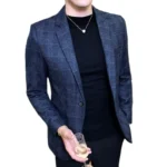 Vintage Plaid Blazer British Stylish Male Blazer Suit Jacket Business Casual One Button Blazer for Men Regular Abrigo Hombre