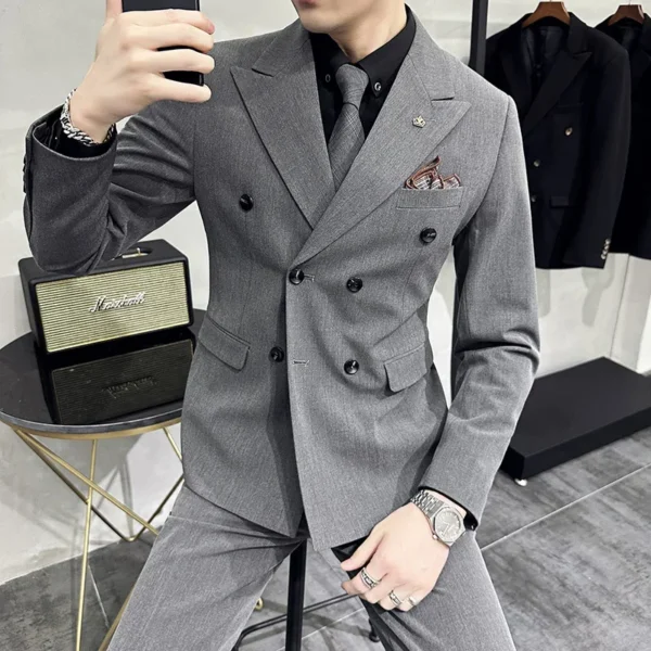 S-7XL (Jacket+Vest+Pants) Fashion Boutique Lattice Formal Business Mens Suit 3Pcs Set Groom Wedding Dress Plaid Suit Show Stage - Image 5