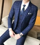 ( Jacket + Vest + Pants ) Mens Suit 3 Piece Fashion Boutique Plaid Wedding Business Casual Men Blazer Wedding Party Dress Suits