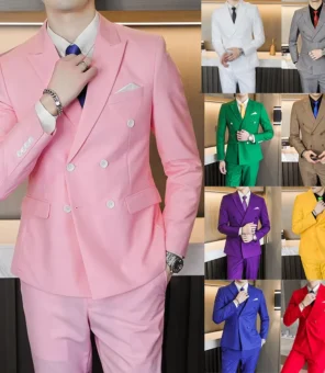 S-6XL Blazer Pants Men's Double-breasted Suit Jacket and Trousers Men's Casual Business Suits Groom's Wedding Dress Party Tuxedo
