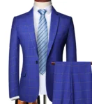 Blazer and Pants Classic Plaid Business Office Suits Two -piece Suit and One Jacket Groom Wedding Dress Party Host Trousers