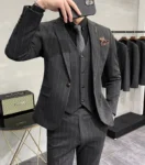 S-7XL Blazer Vest Pants High-end Brand Plaid Retro Business Suit Groom Wedding Party Slim Suit Fashion British Style Performance