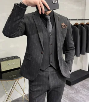 S-7XL Blazer Vest Pants High-end Brand Plaid Retro Business Suit Groom Wedding Party Slim Suit Fashion British Style Performance