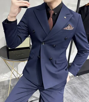Jackets + Pants / Groom's Wedding Dress Best Fashion Mans Double -breasted Suit Blazer Trousers Male Formal Business Office Suit