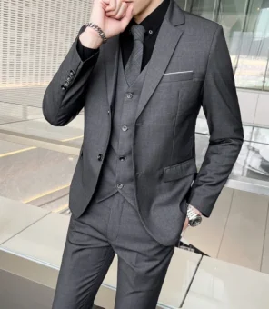 Jakcet Vest Pants / Boutique Fashion Solid Color Men's Formal Business Office Suit Male Casual Slim Suit Groom Wedding Dress