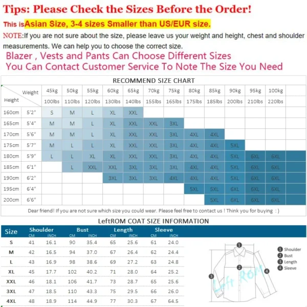 Jacket Vest Pants Spring Autumn Thick Luxury Houndstooth Plaid Formal Business Men's Suit Groom Wedding Dress Stage Slim Suit - Image 6