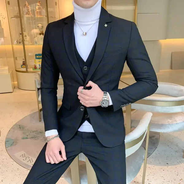 Blazer and Vest and Pants / Boutique Fashion Plaid Men's Casual Business Suit 3pcs Set Groom Wedding Dress Performance Costume - Image 3
