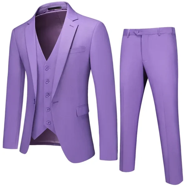 M-6XL Double Vent Mens Suit ( Blazer+Vest+Pants) Solid Color Formal Office Business Suit Three-piece Groom's Wedding Dress Party - Image 5