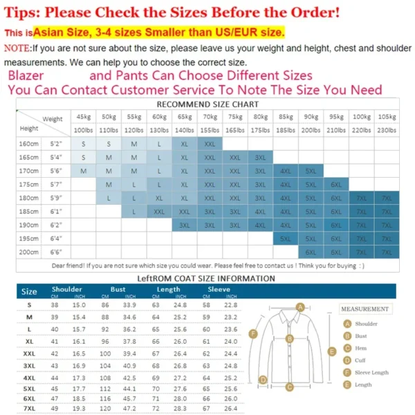 S-7XL Jacket + Pants / Luxurious High -end Brand Solid Color Men's Casual Business Slim Suit Two -piece Suit Groom Wedding Suit - Image 2