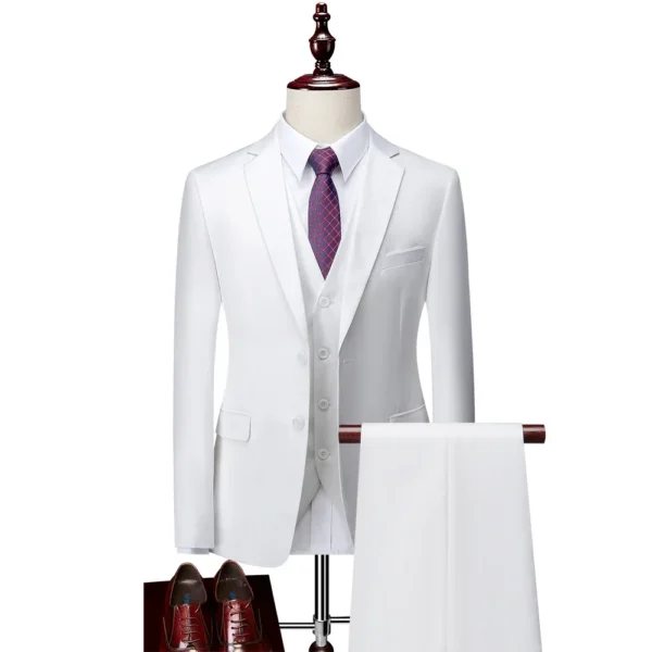 M-6XL ( Jacket + Vest + Pants ) Boutique Pure Color Mens Business Formal Suit 3Piece Set and Two-piece Set Groom Wedding Dress - Image 5