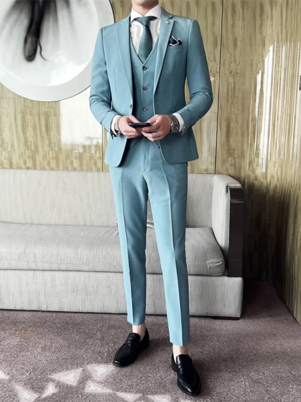 ( Jacket + Vest + Pants ) High -end Brand Official Business Solid Color Casual Suit Three -piece Suit Groom Wedding Gown Jacket - Image 5