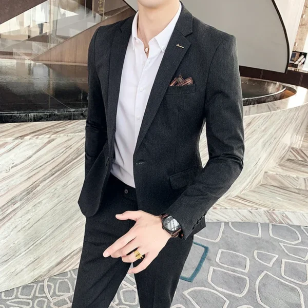 S-7XL Jacket + Pants / Luxurious High -end Brand Solid Color Men's Casual Business Slim Suit Two -piece Suit Groom Wedding Suit - Image 3