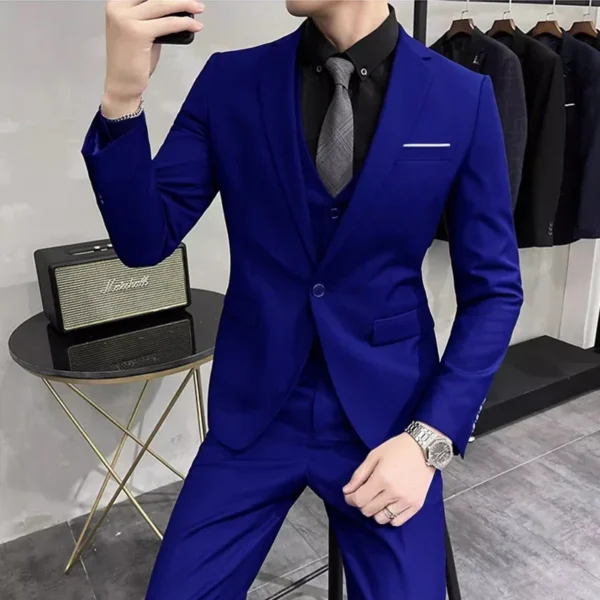 Groom's Wedding Dress ( Jacket + Vest + Pants ) High End Brand Solid Color Men's Casual Business Office Formal Suit 3Pcs Sets - Image 5
