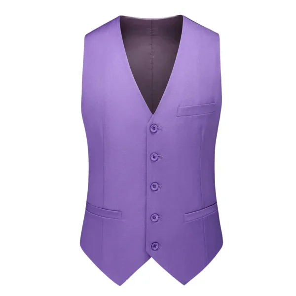M-6XL Double Vent Mens Suit ( Blazer+Vest+Pants) Solid Color Formal Office Business Suit Three-piece Groom's Wedding Dress Party - Image 3