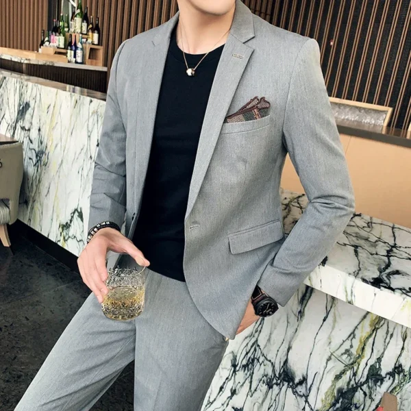S-7XL Jacket + Pants / Luxurious High -end Brand Solid Color Men's Casual Business Slim Suit Two -piece Suit Groom Wedding Suit - Image 6