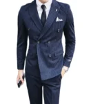 Jacket Vest Pants Boutique Stripe Formal Business Mens Suit 3 Piece 2 Piece set Groom's Wedding Dress Suit Navy Blue Black Gray