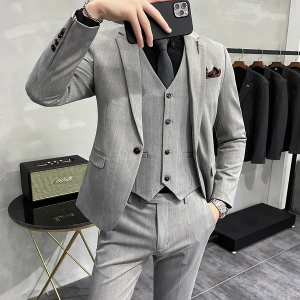 S-7XL Blazer Vest Pants High-end Brand Plaid Retro Business Suit Groom Wedding Party Slim Suit Fashion British Style Performance - Image 4