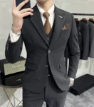 Jacket Vest Pants High End Brand Boutique Solid Color Mens Casual business office Suit Groom Wedding Dress Party Blazer Trousers