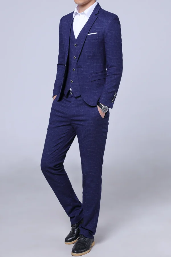 Blazer Vest Pants Groom Wedding Dress Business Casual Plaid Suit Mens Formal Workwear Social Ball Slim Fit Tuxedo Suit Male - Image 6