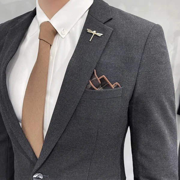 Luxury Men Blazer ( No Pants ) Pring Autumn Fashion Men's Solid Color Casual Business Suit Jacket Groom Wedding Dress Party Coat - Image 5